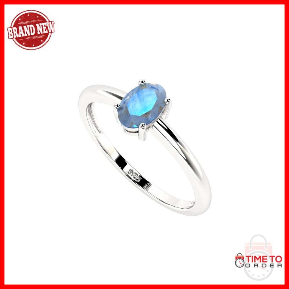 Sterling Silver Labradorite Stackable Ring, Size … - image 1